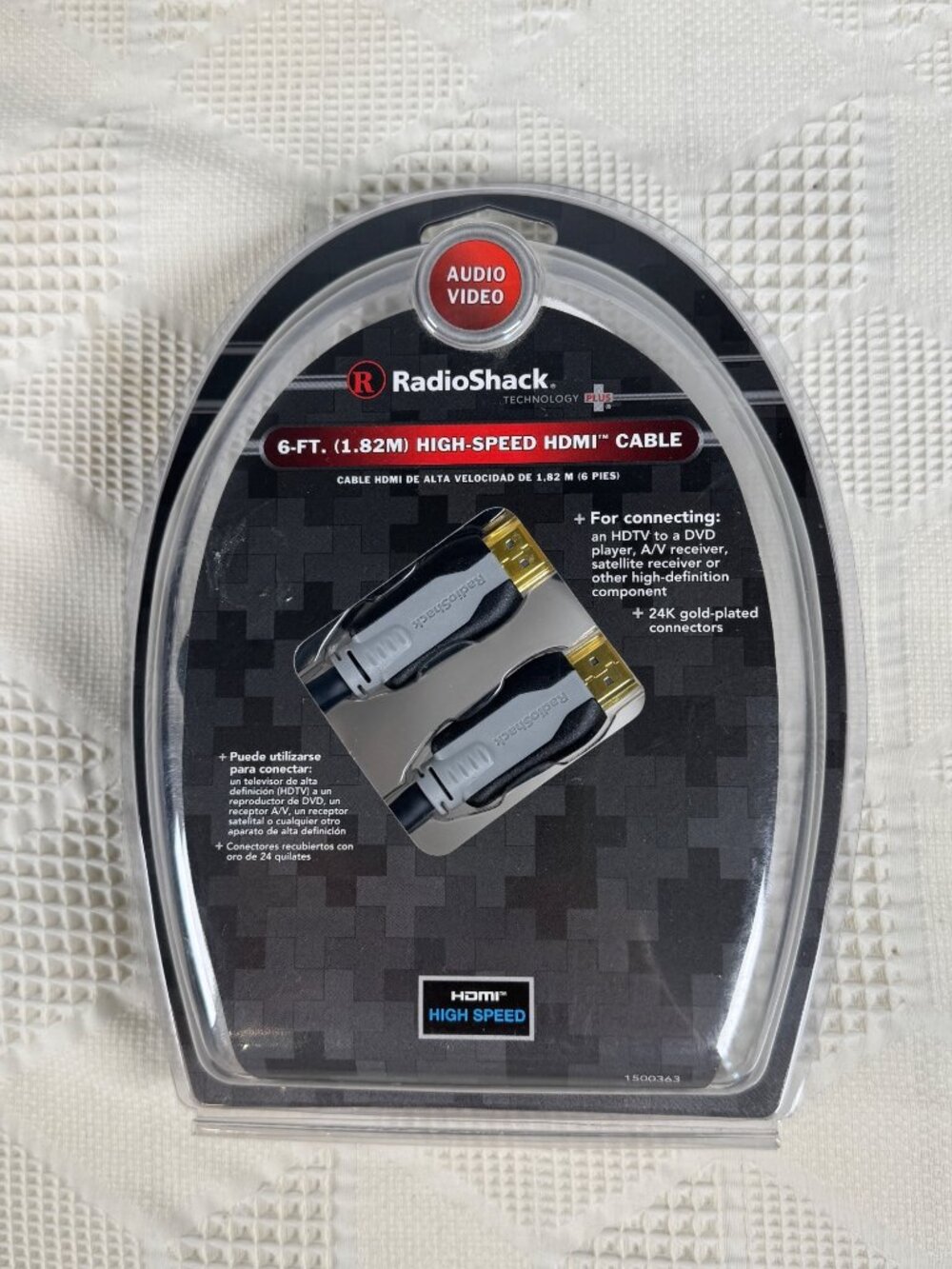 RadioShack 6-Ft High-Speed HDMI Cable w 24K Gold-Plated Connectors Audio Video